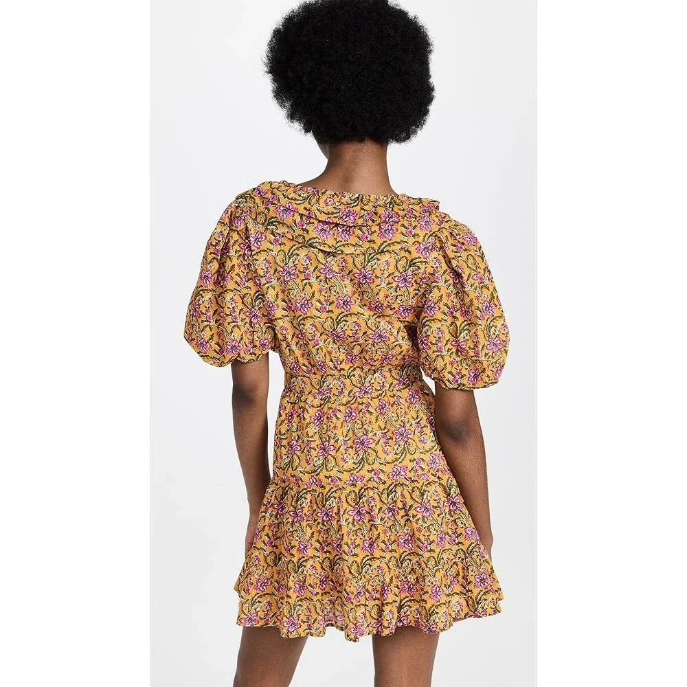 Rahi Del Sole Chiara Mini Dress in Yellow Floral Size M